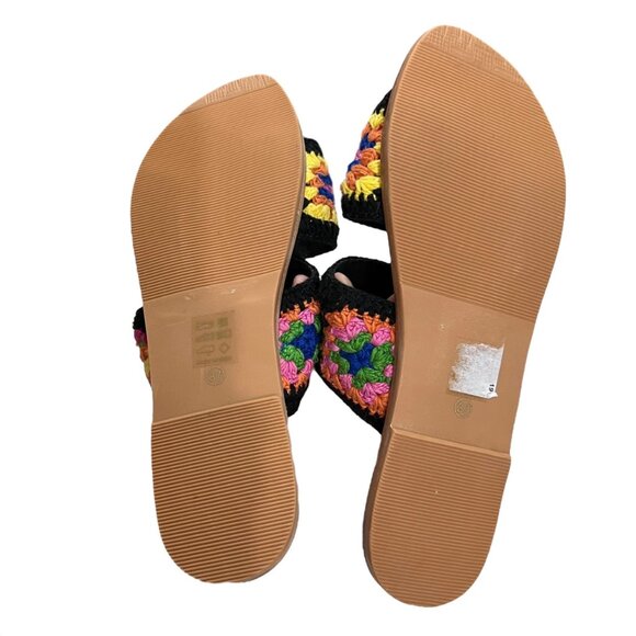 Manebí Black Crochet Granny Square Wide Strap Sandals with Dust Bag Size 7‎ - Picture 7 of 8